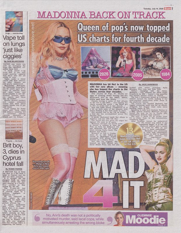 2026 - July - The Sun - Madonna back on track - UK