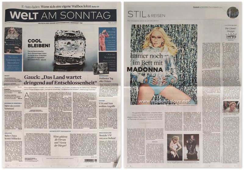 2026 - June - Welt am Sonntag - Immer noch im Bett mit Madonna - Germany